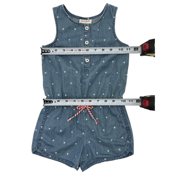 Cat & Jack Girls 4T Blue Romper With Stars 100% Cotton Sleeveless 4 july Style - Picture 3 of 11